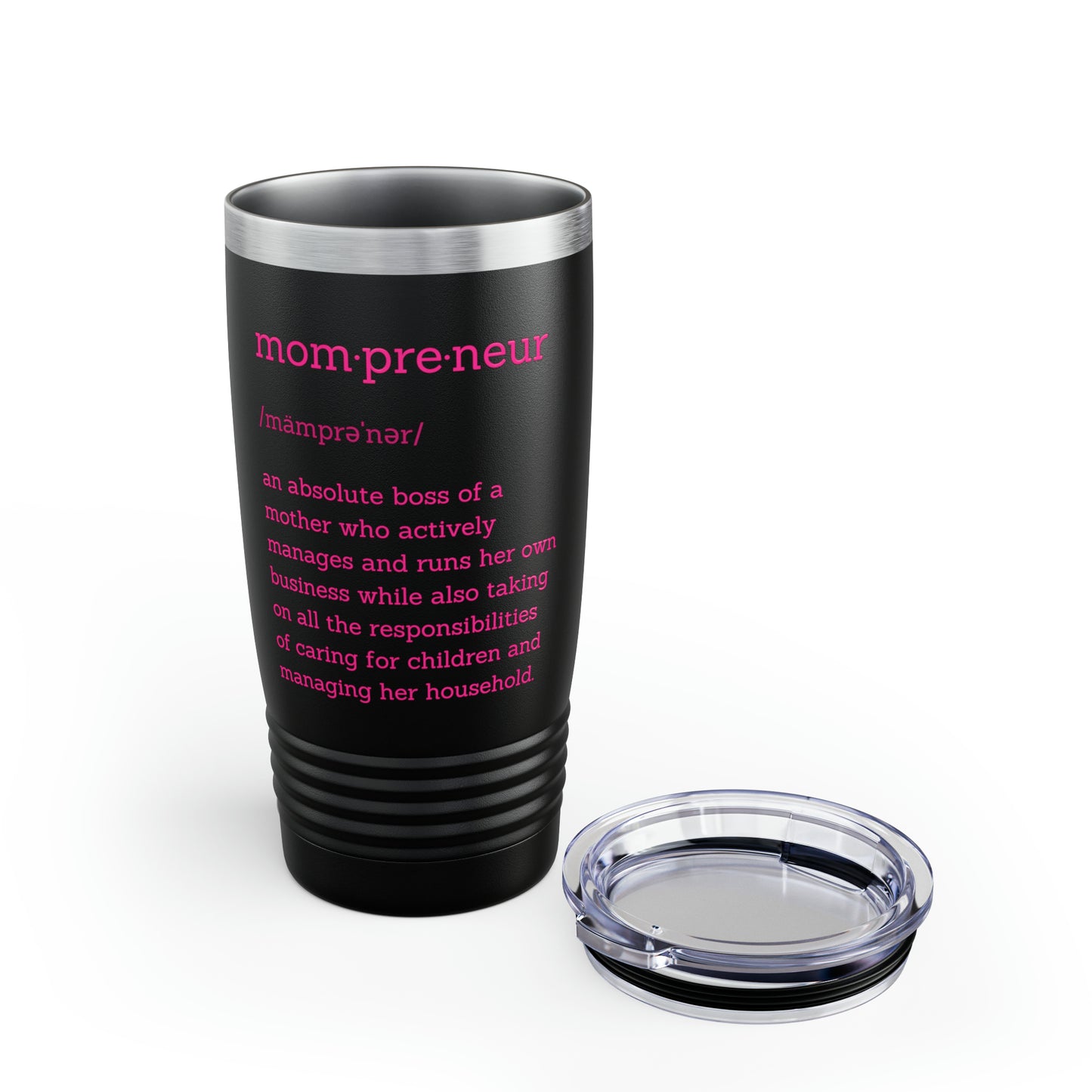 Mompreneur Ringneck Tumbler, 20oz 3 Options: Black, White, Stainless Steel