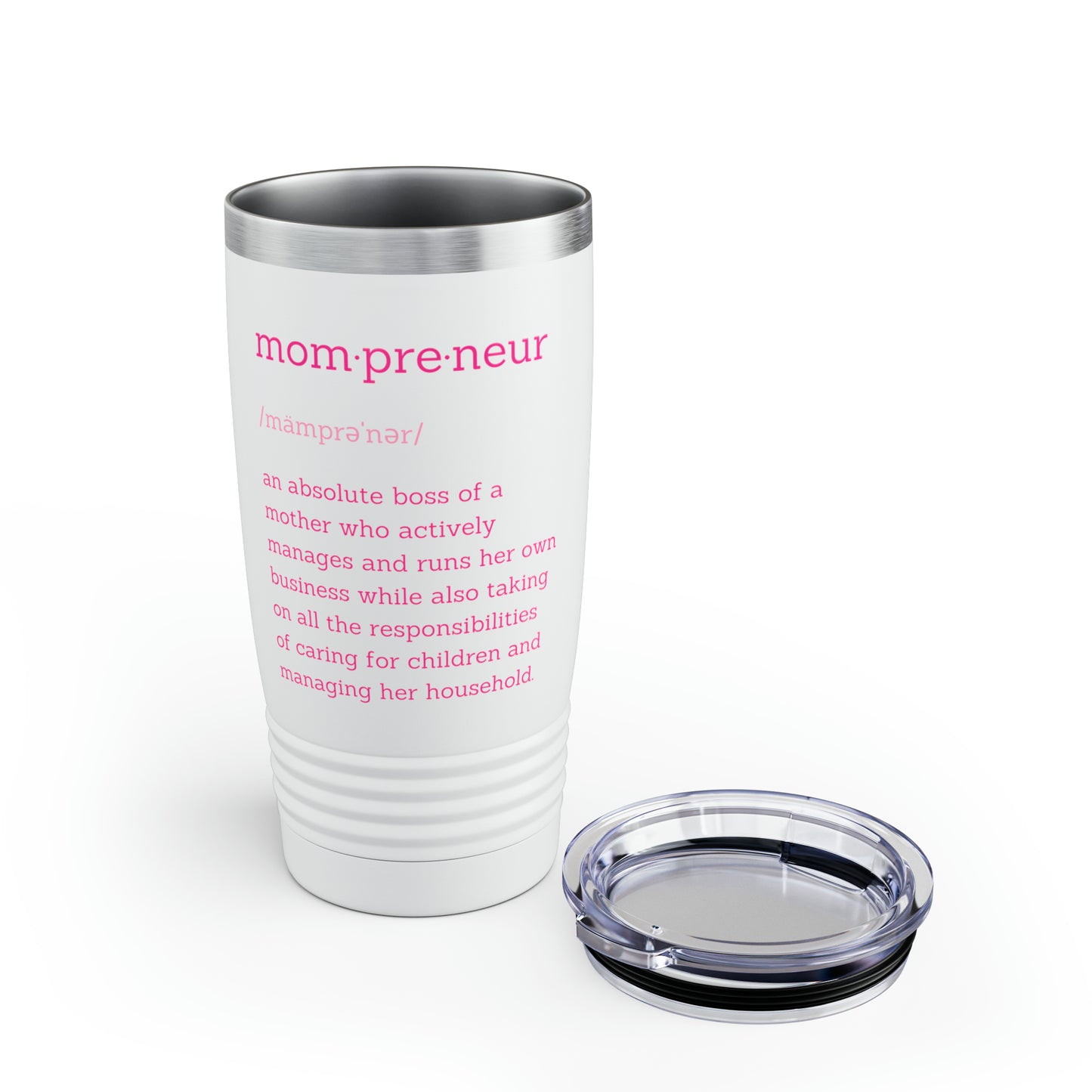 Mompreneur Ringneck Tumbler, 20oz 3 Options: Black, White, Stainless Steel